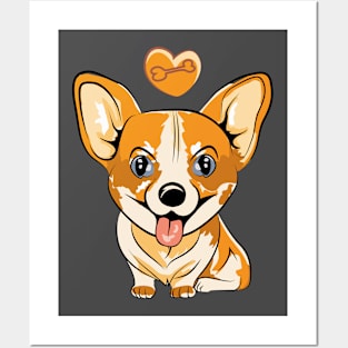 Corgi is a bone lover Posters and Art